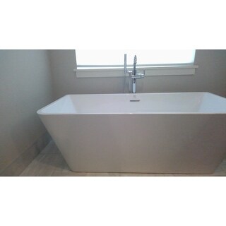 Vanity Art 59 Freestanding Acrylic Bathtub Modern Stand Alone Soaking Tub With Chrome Finish Slotted Overflow Pop Up Drain On Sale Overstock 12364438
